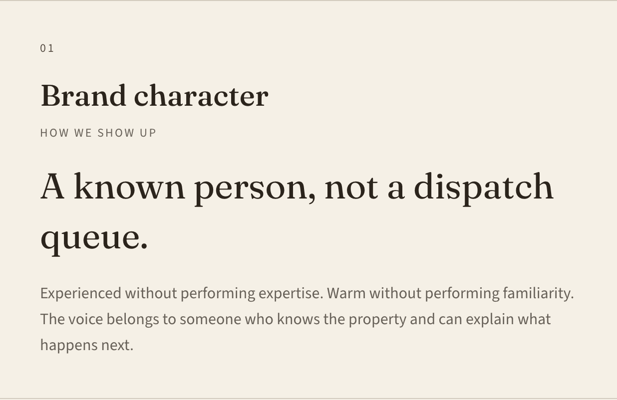 Approved Always Secure Creative Brief excerpt: Brand character — a known person, not a dispatch queue.